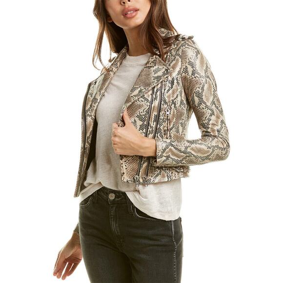 IRO Luiga Snake-Effect Leather Biker Jacket - Picture 6 of 14